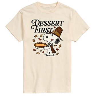 Men's Peanuts Thanksgiving Dessert Time Snoopy Graphic Tee