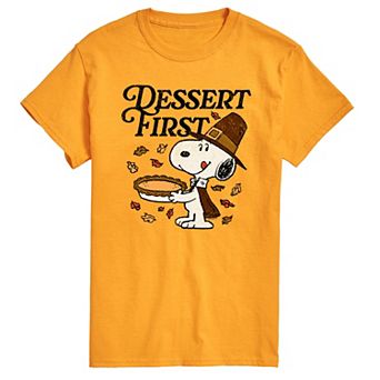 Men's Peanuts Thanksgiving Dessert Time Snoopy Graphic Tee