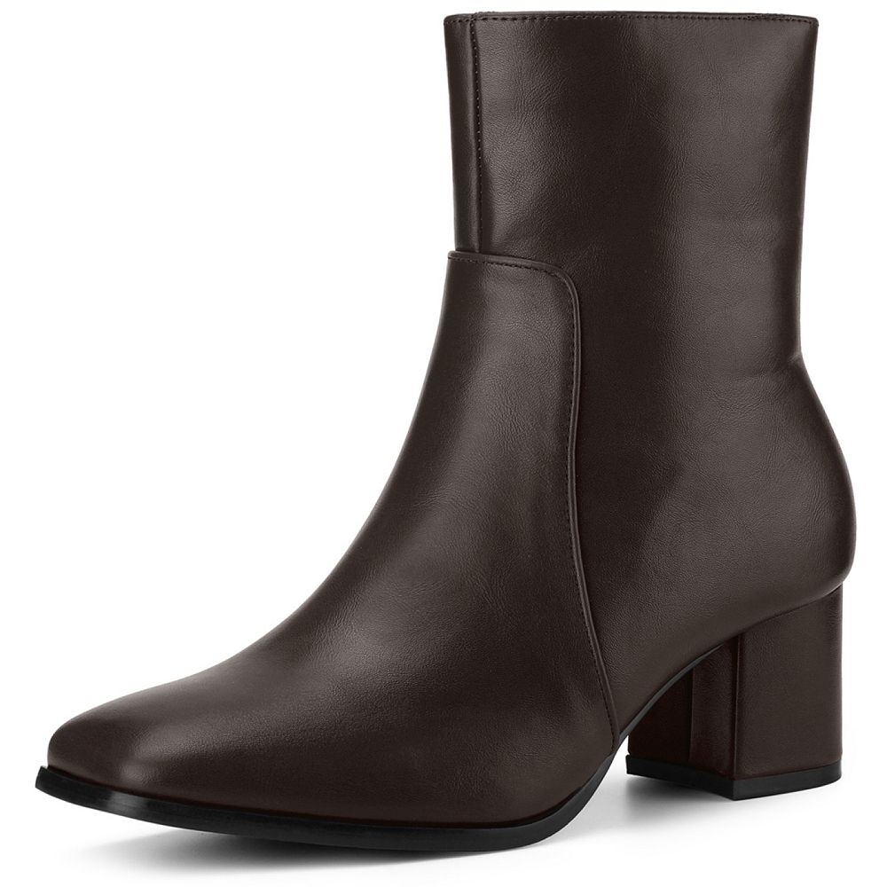 SEMI-SQUARE TOE CHUBBY CURVED HEEL TALL BOOTS (BEIGE)