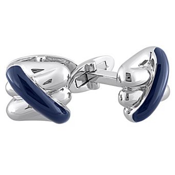 Men's Stella Grace Sterling Silver Crossover Design Cufflinks