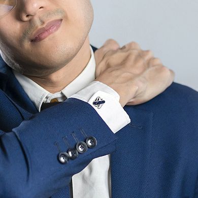 Men's Stella Grace Sterling Silver Crossover Design Cufflinks