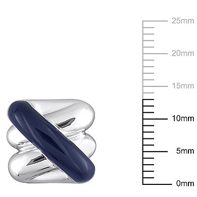 Men's Stella Grace Sterling Silver Crossover Design Cufflinks