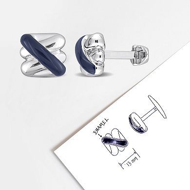 Men's Stella Grace Sterling Silver Crossover Design Cufflinks
