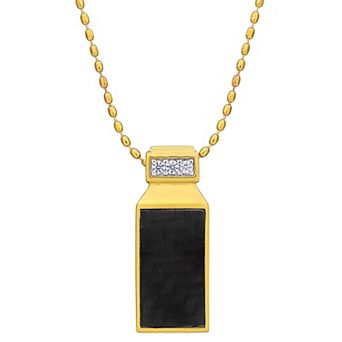 Men's Stella Grace 18k Gold Over Silver Carbon Fiber Pendant Necklace