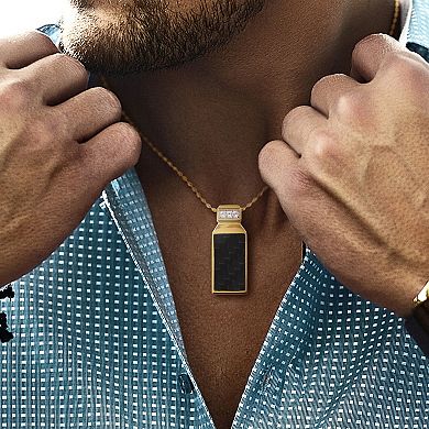Men's Stella Grace 18k Gold Over Silver Carbon Fiber Pendant Necklace