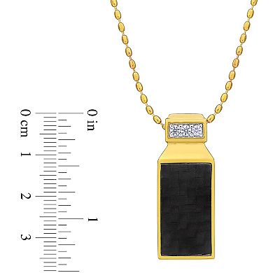 Men's Stella Grace 18k Gold Over Silver Carbon Fiber Pendant Necklace