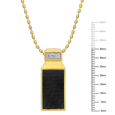 Men's Stella Grace 18k Gold Over Silver Carbon Fiber Pendant Necklace