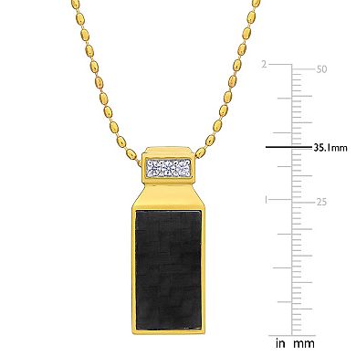 Men's Stella Grace 18k Gold Over Silver Carbon Fiber Pendant Necklace