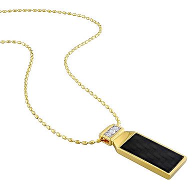 Men's Stella Grace 18k Gold Over Silver Carbon Fiber Pendant Necklace