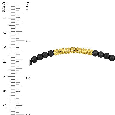 Men's Stella Grace 18k Gold Over Silver & Black Titanium Spring Bead Elastic Bracelet