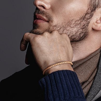 Men's Stella Grace 18k Rose Gold Over Silver & Black Titanium Spring Bead Elastic Bracelet