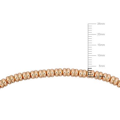 Men's Stella Grace 18k Rose Gold Over Silver & Black Titanium Spring Bead Elastic Bracelet