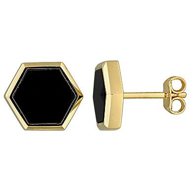 Men's Stella Grace 18k Gold Over Silver 4 1/5 Carat T.W. Gemstone Hexagon Stud Earrings