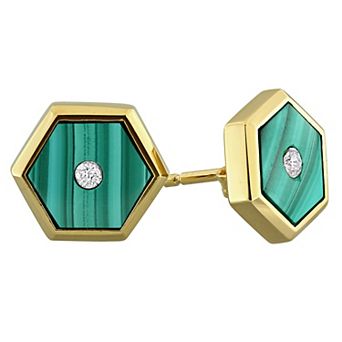 Men's Stella Grace Malachite & Diamond Accent Hexagon Stud Earrings