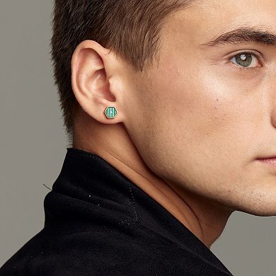 Men's Stella Grace Malachite & Diamond Accent Hexagon Stud Earrings