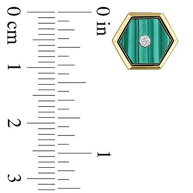 Men's Stella Grace Malachite & Diamond Accent Hexagon Stud Earrings