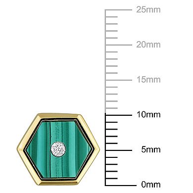 Men's Stella Grace Malachite & Diamond Accent Hexagon Stud Earrings