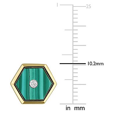 Men's Stella Grace Malachite & Diamond Accent Hexagon Stud Earrings