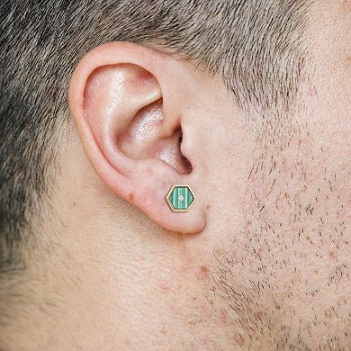 Men's Stella Grace Malachite & Diamond Accent Hexagon Stud Earrings