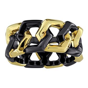 Men's Stella Grace Two Tone 18k Gold Over Silver Link Eternity Ring