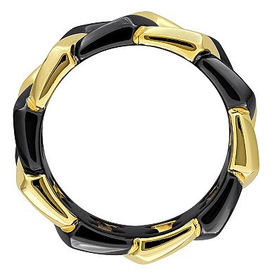 Men's Stella Grace Two Tone 18k Gold Over Silver Link Eternity Ring