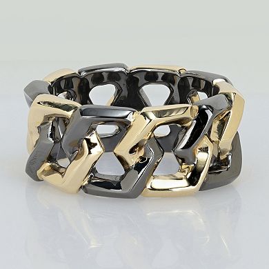 Men's Stella Grace Two Tone 18k Gold Over Silver Link Eternity Ring