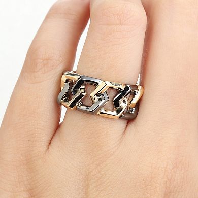 Men's Stella Grace Two Tone 18k Gold Over Silver Link Eternity Ring
