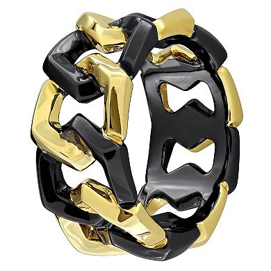 Men's Stella Grace Two Tone 18k Gold Over Silver Link Eternity Ring