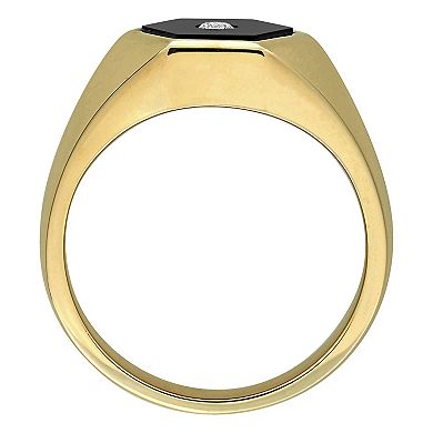 Men's Stella Grace 18k Gold Over Silver Onyx & Diamond Accent Hexagon Ring