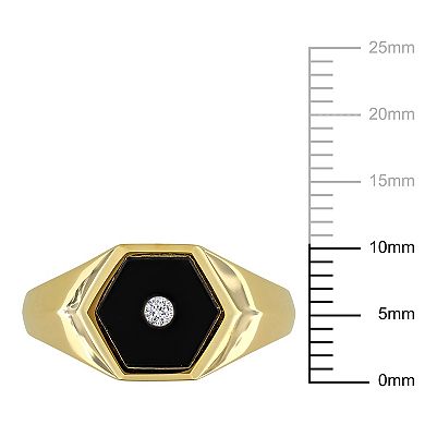 Men's Stella Grace 18k Gold Over Silver Onyx & Diamond Accent Hexagon Ring