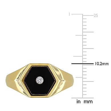 Men's Stella Grace 18k Gold Over Silver Onyx & Diamond Accent Hexagon Ring