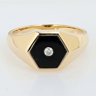 Men's Stella Grace 18k Gold Over Silver Onyx & Diamond Accent Hexagon Ring