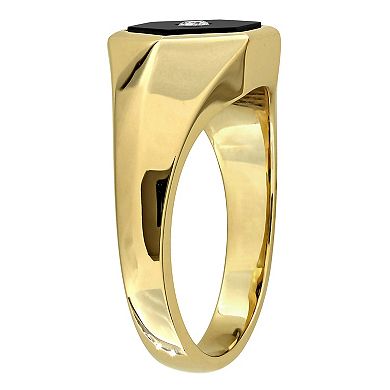 Men's Stella Grace 18k Gold Over Silver Onyx & Diamond Accent Hexagon Ring