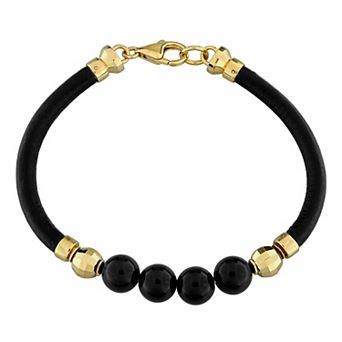 Men's Stella Grace 18k Gold Over Silver Black Onyx Bracelet