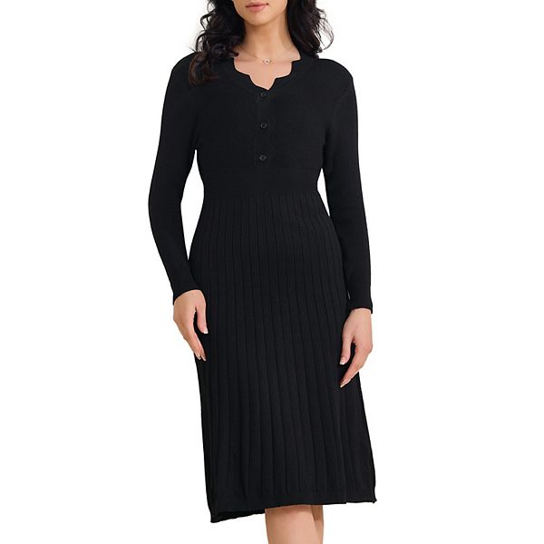 Women's high neck long sleeve skirt knitted dress main image 1