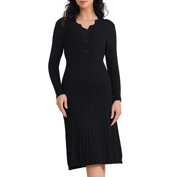 crew neck sweater dress Draper James Navy Wool and Cotton Combo Sweaterdress | Navy