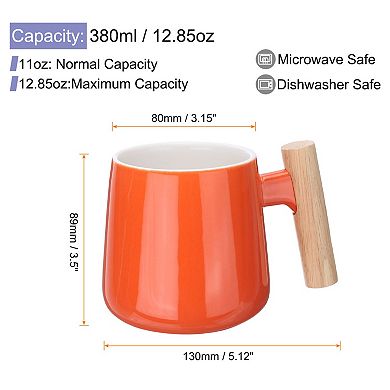Ceramic Coffee Mug 12.85 Oz Wooden Handle Large Coffee Mugs Handmade Ceramic Tea Cup