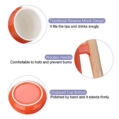 Ceramic Coffee Mug 12.85 Oz Wooden Handle Large Coffee Mugs Handmade Ceramic Tea Cup