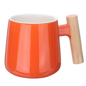 Ceramic Coffee Mug 12.85 Oz Wooden Handle Large Coffee Mugs Handmade Ceramic Tea Cup