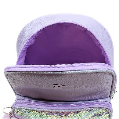 Girls Limited Too Sequin Mini Backpack with Fuzzy Heart Keychain