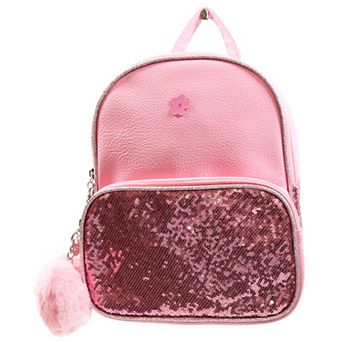 Girls Limited Too Sequin Mini Backpack with Fuzzy Heart Keychain