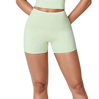 Women's High Waist Athletic Shorts with Stretch Fabric and Contour Fit Waistband