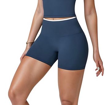 Women's High Waist Athletic Shorts with Stretch Fabric and Contour Fit Waistband