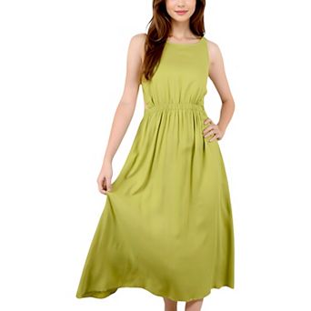Women's Sleeveless Midi Dress with Elastic Waist and Flowy Skirt for Everyday Looks