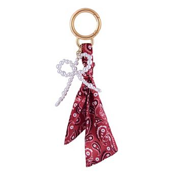 Emberly Red Paisley Fabric Bag Charm