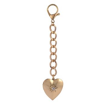 Emberly Gold Tone Heart Locket Bag Charm