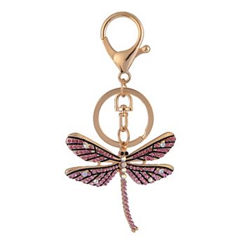 Emberly Pink Stone Dragonfly Bag Charm