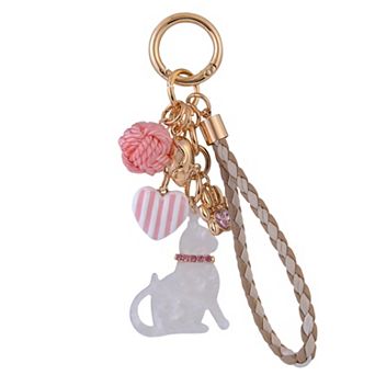 Emberly Cat Themed Bag Charm With Braided Wristlet
