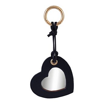 Emberly Black Heart Mirror Bag Charm