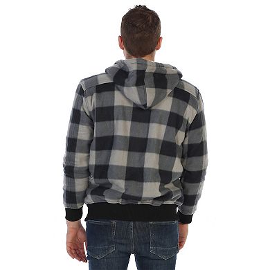 Gioberti Mens Checkered Flannel Hoodie Jacket with Sherpa Lining